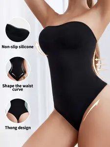 Seamless Halter One-Piece Body Shaper, Comfortable Strapless Shoulder-Exposed Underwear, Elastic Waist Cinching Women's Slimming Bodysuit, Shapewear