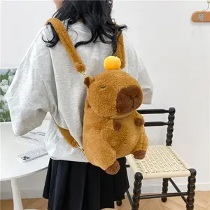 Kawaii Capy bara Plush Backpack for Women Versatile Cartoon Funny Capibala Crossbody Bag aLrge Capacity Tote Bag