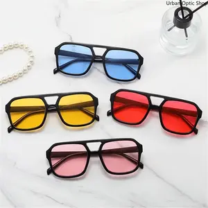 XUH 4 Pack UV400 Protection 70s Retro Square Aviator Sunglasses, Big Frame Ins Style Fashion Shades for Men Women