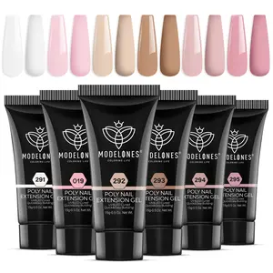 Poly Extension Gel Kit for Nail, 6 Colors Pink Nude Collection Poly Nail Gel Set Builder Nail Gel Gentle Colors French Manicure DIY Design Nail Art Home Salon Beauty Gift