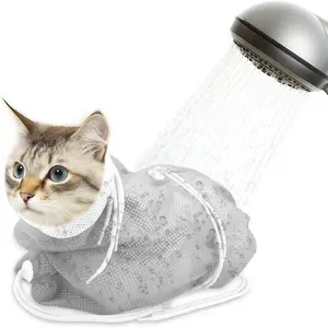 Multifunctional Cat Grooming Bath Bag with Breathable Mesh, Ideal for Nail Care, Ear Hygiene, Medication, Feeding, Bathing, Injection, Durable, Vet Use