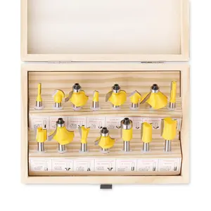 15 count Set Router Bit Tungsten Carbide Router Bit Set 1/4 Inch Shank for Beginners Woodwork Tools (1/4inch Shank, 15 count)