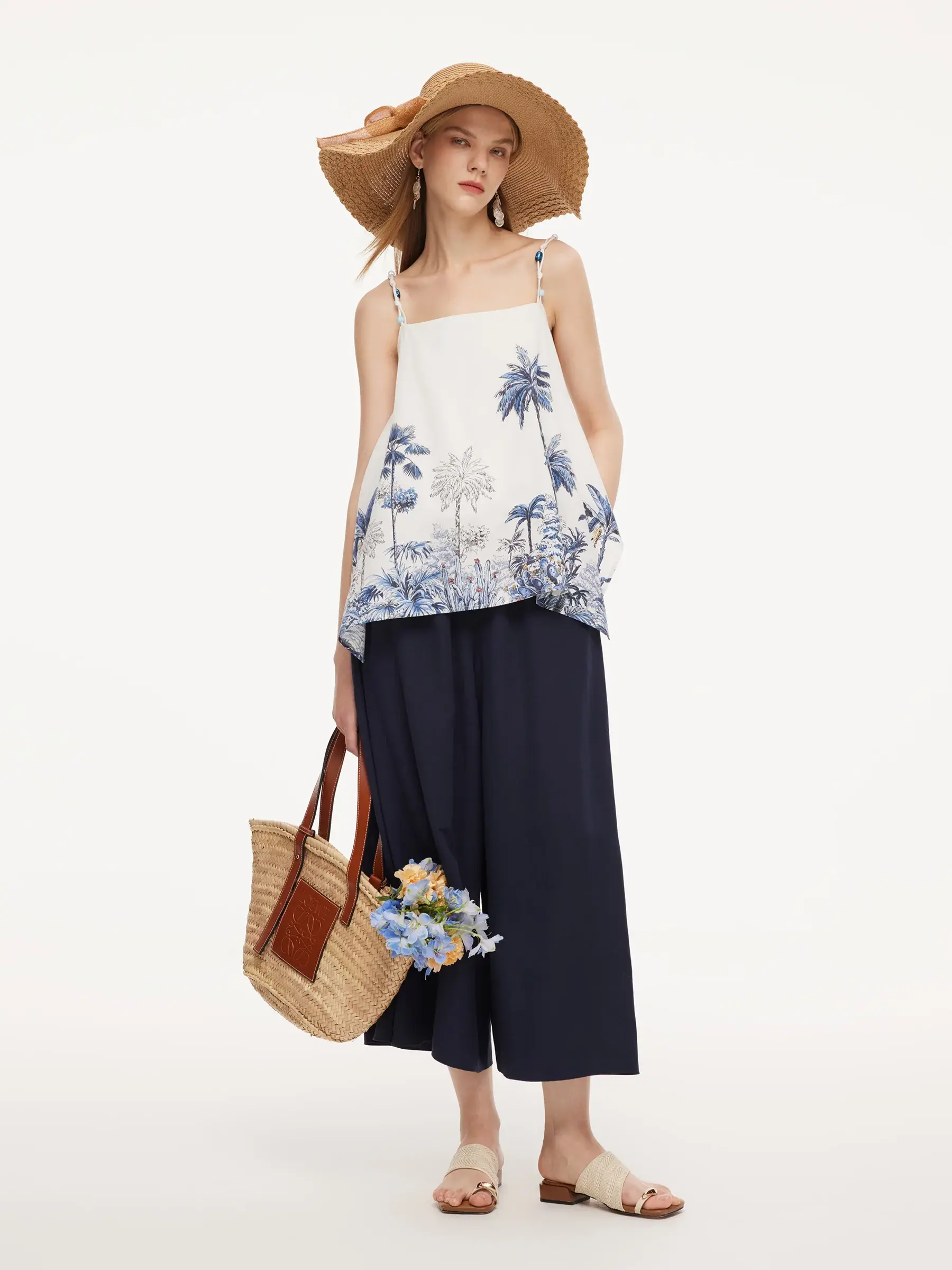 Viscose Rayon Linen Loose A-Line Pants