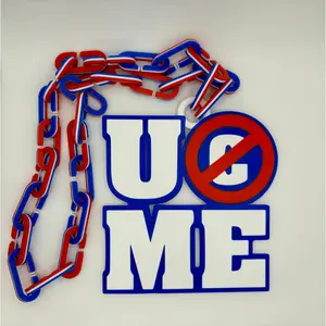 WWE John Cena Big Bling Necklace - Durable Logo Chain with "You Can't See Me" Design, Eco-Friendly Biodegradable Plastic, 26 Links