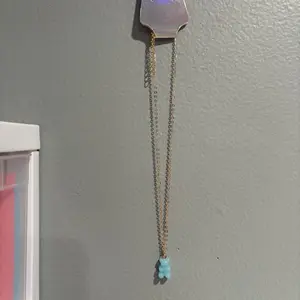 Teal bear necklace