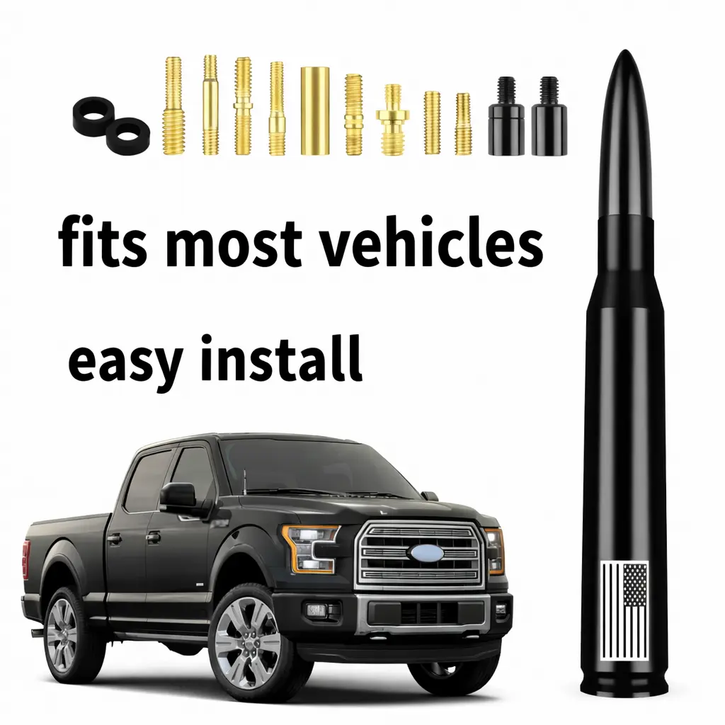 American Flag Car Antenna – Bullet Style Truck & SUV Exterior Decoration, Replacement for Most Cars, Black man gift