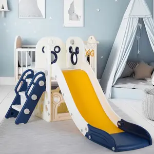 MAMIZO Kids Slide Climber with Basketball Hoop, 4-in-1 Stair Slides, with Anti-Slip Steps, for Backyard, Nursey, Playgroud