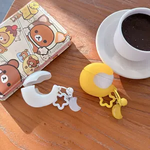 1 piece of luminous moon shaped headphone protective case, anti drop and durable silicone headphone case, Apple wireless Bluetooth headphone case, suitable for AirPods 1/2/3/4/pro/pro 2/pro 3