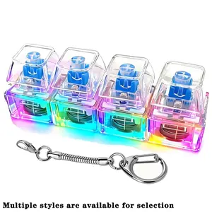 Glowing Keyboard Fidget Keychain, Light Up Keys, 4-In-1 Decompression Button, Stress Relief Fidget Gift, Transparent/black Color, 1 Pcs
