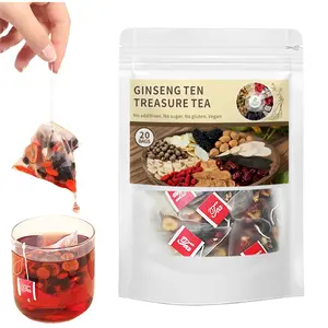 traditional beverage organic Dandelion Root  Wolfberryred date TeaGinseng ten Treasures Tea Kidney Tea boost metabolism (1 Pack/20 Bags)
