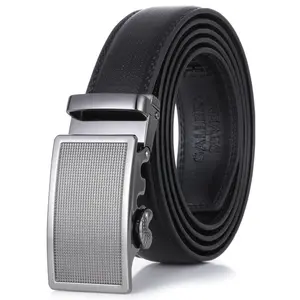 Men's Beveled Plaque Leather Ratchet  Belt