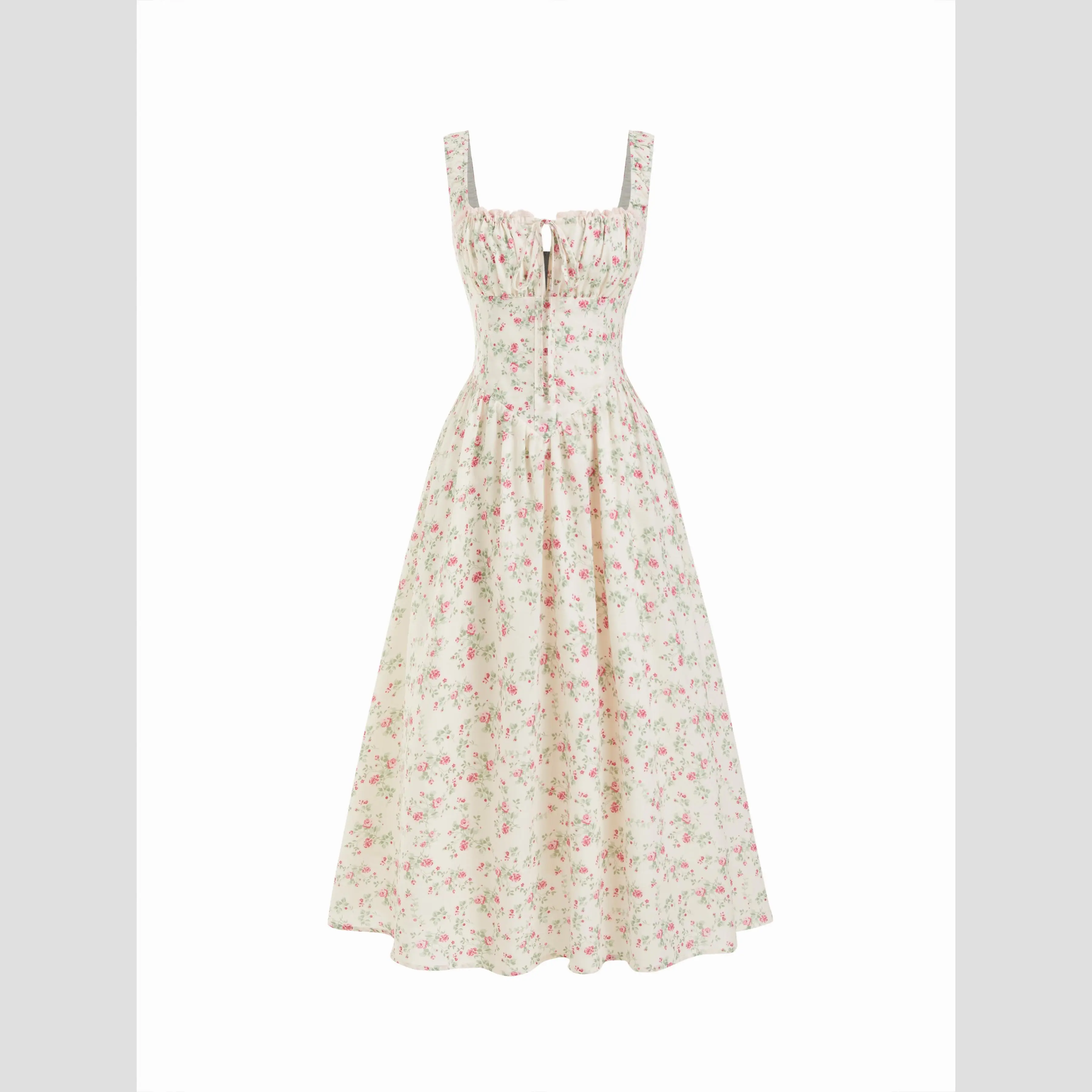 casual midi a line dress Zeagoo Midi A Line Dress Short Sleeve Casual Flowy Tiered Sundress Red Floral / XXL