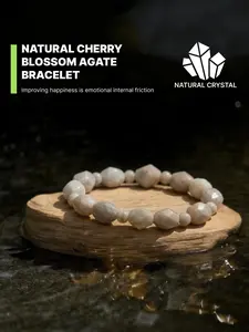 Cherry Blossom Agate Bracelet, Exquisite bracelet, made of natural agate, with pink & white interwoven like springtime blossoms. Helps accumulate legitimate wealth, enhance overall luck, steady career & life progress. Handcrafted Beaded Bracelet