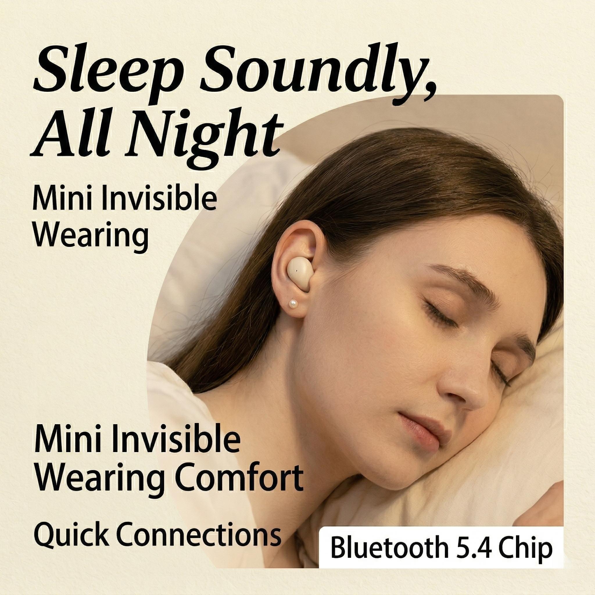 Mini Invisible Wireless Earbuds, Bluetooth 5.4 True Wireless In-Ear Headphones with HD Sound, Noise Cancelling Sport Earphones for Sleep & Gaming