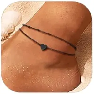 Stainless Steel Chain Anklets for Women, Silver/Gold Tone, Ankle Bracelets Hypoallergenic, 8-10.5 Inch Adjustable, Come with Box