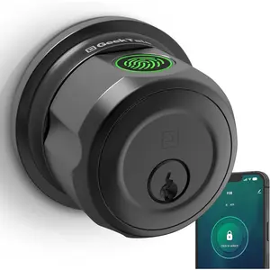 GeekTale Fingerprint Deadbolt Lock, Keyless Smart Entry Door Lock for Entry Doors, Garage, Twist to Lock & Unlock, Easy Installation biometrics door lock