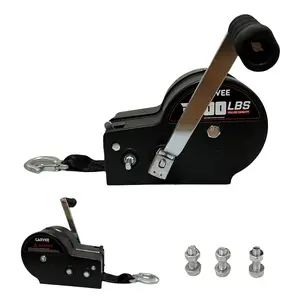 Garvee 3500lbs Heavy Duty Boat Trailer Winch with 33ft Strap, 4:1/8:1 Gear Ratio Hand Crank Winch for Towing, Pulling Boats, Trailers, Trucks, RVs, ATVs, Jet Skis & Off-Road Recovery