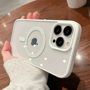 New Acrylic Magnetic Clear Case For iPhone17/ 16 15 14 13 12 11 Pro X XS Max 16 Plus Magsafe Wireless Charge Girls Pink Hard Back Cover phone  case  For iphone 13 iphone 16  case