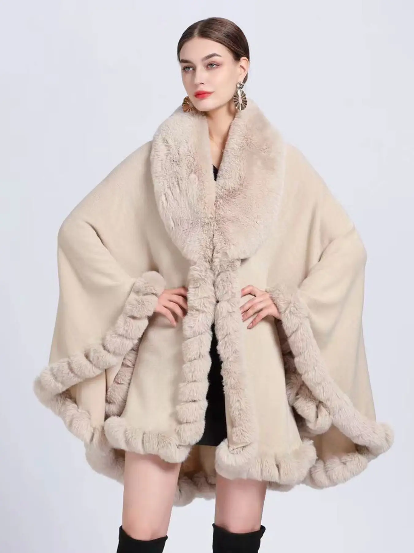 Women's Elegant Faux Fur Shawl Wrap, Ideal for Air-Conditioned Rooms, Warm and Comfortable for Home and Parties, Fall & Winter Fashion, Soft Warm Shawl