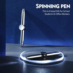 1 Pack Fingertip Spinner Pen Fingertip Spinner Pen with LED Light Helps ADHD Relieve Stress Ballpoint Pen Gift Pen Anti-Anxiety Suitable for Business Adults Students Children
