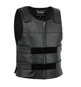 MARA Bullet Proof Style Black Leather Motorcycle Vest