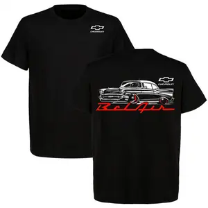 Bel Air Chevy Muscle Car 2-Sided T-Shirt 57 Chevy Graphic Tee Men Cotton Short Sleeve 90s Styled Streetwear