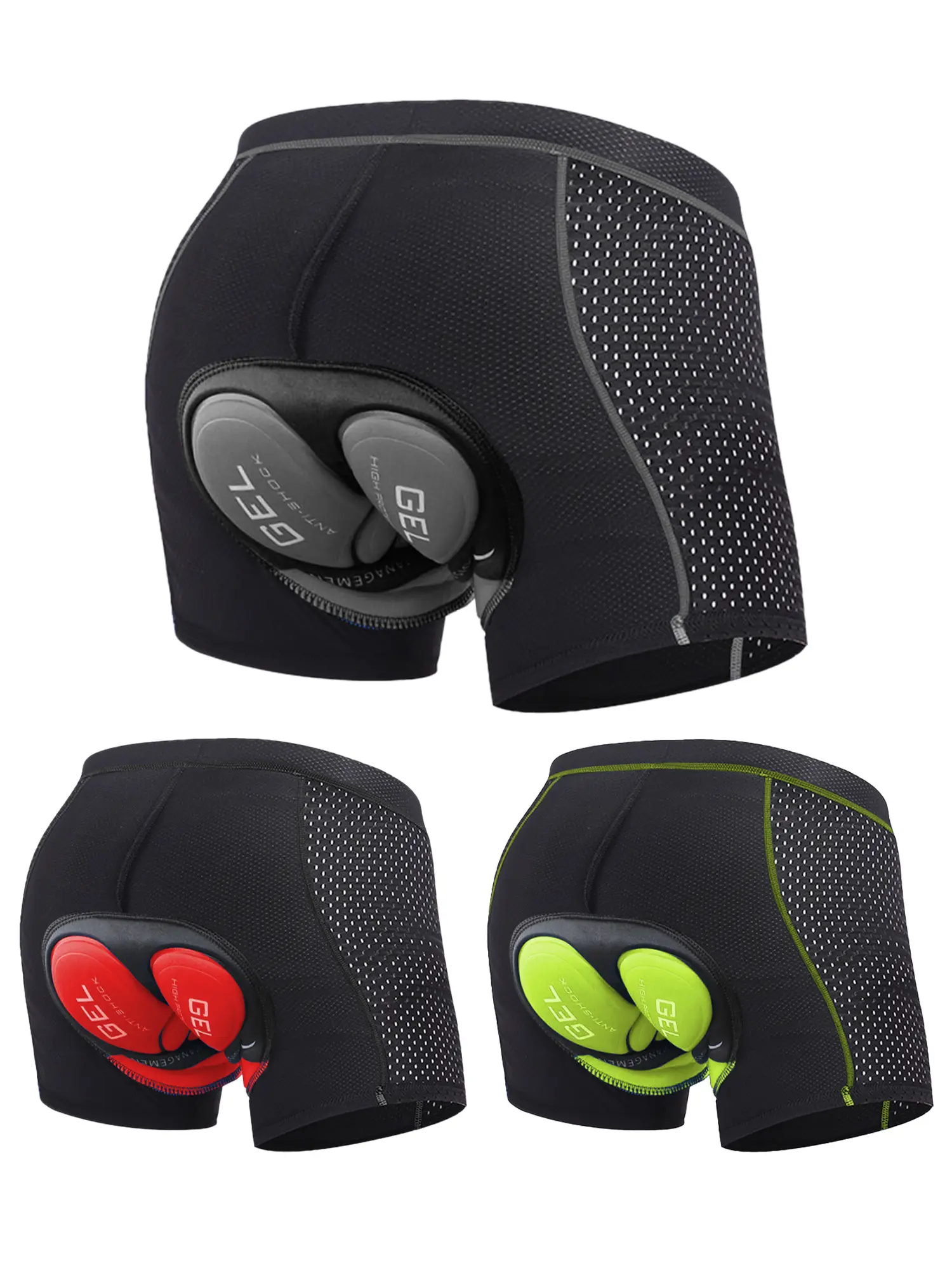 Men’s shock-absorbing cycling shorts — elastic waistband; suitable for all seasons; mountain and road cycling pants; 3D silicone foam padding cycling underwear; breathable, quick-drying, highly stretchy, breathable silicone shock absorption, cycling.