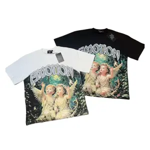 MIXED EMOTION Austrian Crystal Heat-Press T-Shirt | Hand-Beaded Sleeve Details | Unisex Relaxed Fit | Vintage Hip Hop High Street | Double Weave Cotton | Vintage Washed Crew Neck Top | TikTok Shop Deals | Trendy Daily Outfit