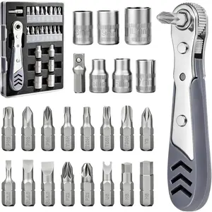Professional Ratchet Toolset - Multi-Functional Mini Ratchet Magnetic Wrench Set, Metric Socket & Screwdriver Bits Kit to meet all disassembly needs for furniture, bicycle, electronic equipment, car maintenance,DIY Enthusiasts And Mechanics