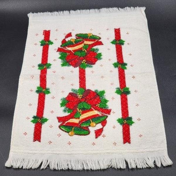 Cannon Terry Kitchen Towel Christmas Bells Ribbon Holiday Tea Dish Cloth 24" USA