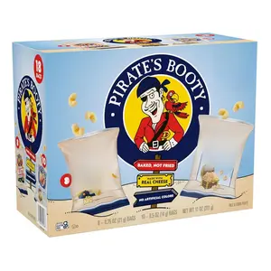 Pirate's Booty Aged White Cheddar & Cheddar Blast Cheese Puffs Variety Pack Gluten-Free Kids Snacks 0.5oz & 0.75oz 18ct Baked Not Fried Real Cheese Snack