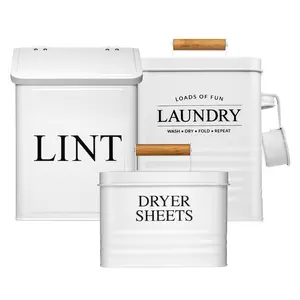 Calindiana Laundry Room Organization Set – Magnetic Lint Bin, Dryer Sheets & Powder Container