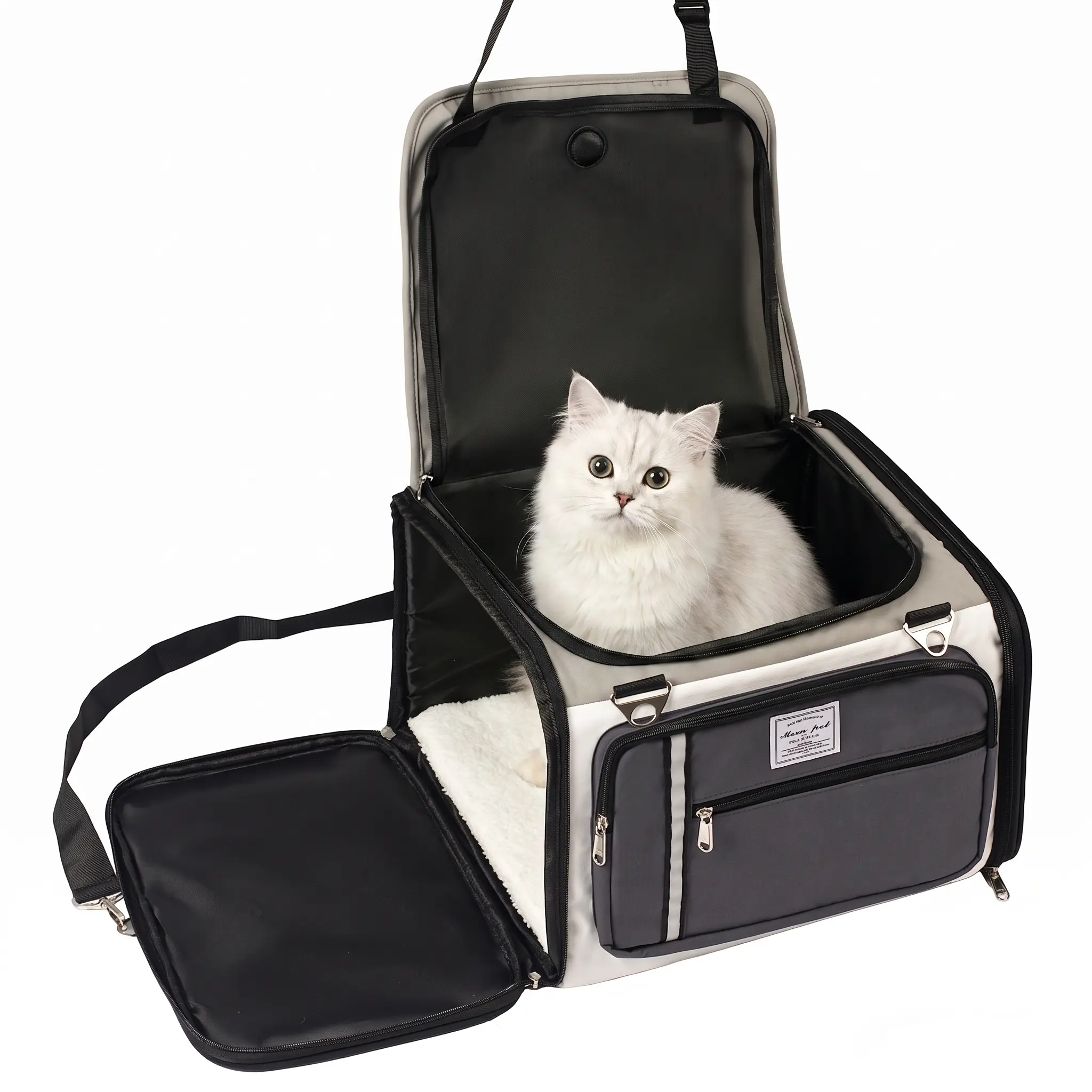 Travel  Pet Carrier for Cats & Small Dogs, Car Safety Seat with Dual Fixation Device & Inner Leash, Soft-Sided Carrier, 2 Mesh Side Pockets,  Washable Mat, Shoulder Strap, for Car, Outdoor,  Visits,   ,Indoor,Pet Adventure Gear,Pet Travel Crate