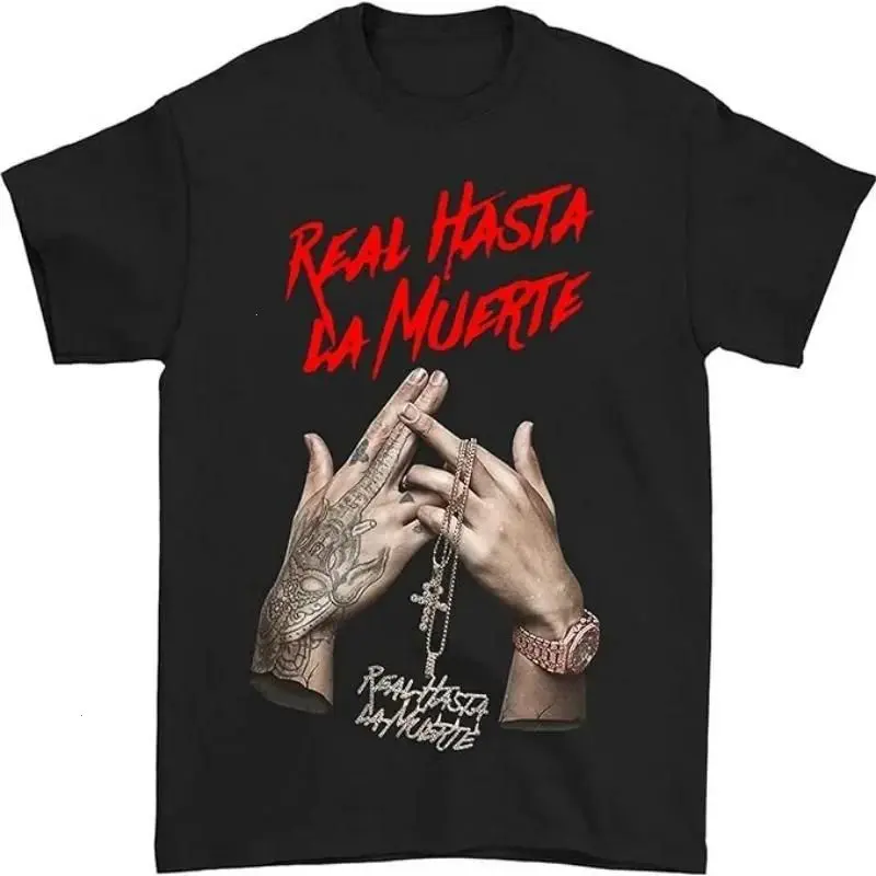 Rapper AA Real Hasta La Muerte Tour 2025 T-Shirt, Retro 90s Hip Hop Graphic Tee, Gothic Streetwear Gift for Men & Women, 100% Cotton