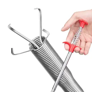 60cm Spring Tube Plunger Tool, Drain Snake, Drain Cleaning Rod, Mud Remover, Drain Clog Remover, Drain Auger, Kitchen Home Curved Sink Cleaner