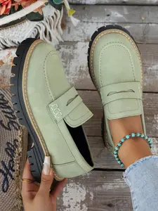 Women's Fashion Loafers, Flatform, Rubber, Durable Anti-Slip Height Increase, Simple Elegant Style, Perfect for Daily Wear, School, Work