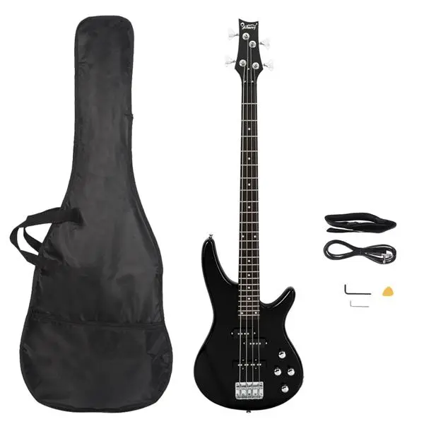 Glarry Right-Hand 4-String Full-Size Black Electric Bass Guitar - Basswood Body, 44.1x12.8x1.65in, 5.95Lb / 2.7Kg, Thicker Strings, Wrench Tool, Amplifier Wire, Musical Instrument for Friends [Toys & Hobbies]