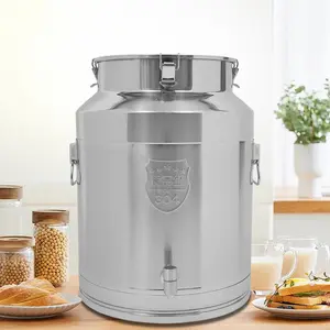 64L/16.90Gal Milk Can with Faucet, Stainless Steel Milk Can with Lid Milk Jug Milk Transport Container Wine Pail Bucket Bottle Stainless Steel Milk Bucket with Sealed Lid for Grain Wine Liquid