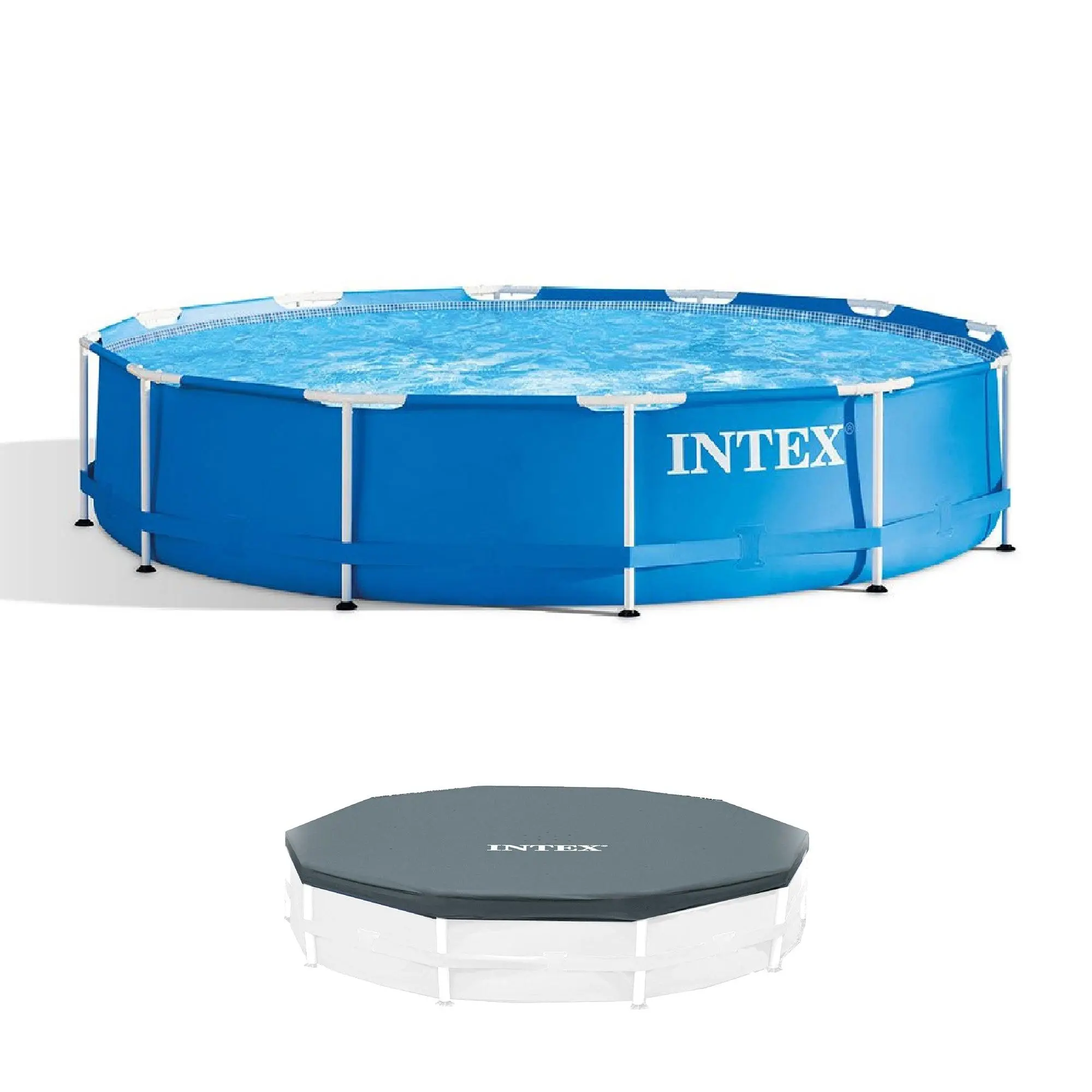 Intex 12 Foot x 30 In. Above Ground Pool & Intex 12 Foot Round Pool Cover