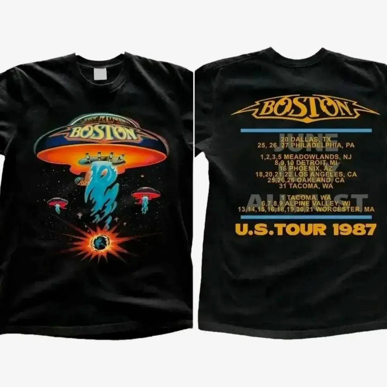 [SALE UP TO 30%] Boston Rock Band Concert Tour 1987 Heavyweight T-Shirt, Vintage 80s Rock Tee, Classic Band Graphic Shirt, Retro Music Tour Shirt, Rock Fan Gift, Legendary Rock Merch, Nostalgia Concert Tee, Unisex Streetwear Rock Shirt 92C