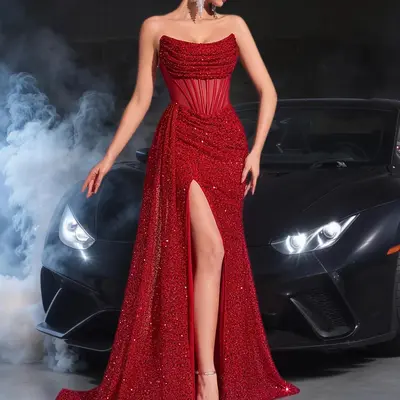 macy's red prom dress long dresses Spaghetti Straps Sheath Long Prom Dresses With Split, Red / 2 Dress Trends Macys Homecoming Dresses