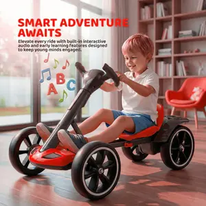 This foldable, portable electric go-kart for children requires no assembly. It's a safe four-wheeled electric toy car suitable for outdoor play for children aged 2-5.