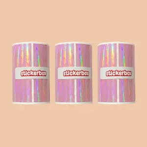 Pink Holographic Stickers Paper Refill, 3 Pack, 66 Stickers per Roll, Bisphenol A (BPA)-Free, Compatible with Kid-Safe Scissors for DIY Scrapbooking & Stamping