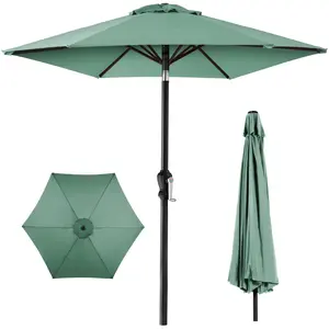 Best Choice Products 10ft Outdoor Steel Market Patio Umbrella w/ Crank, Tilt Push Button, 6 Ribs