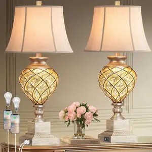 29" Tall Farmhouse Rustic Table Lamps Set of 2 for Living Room,3-Color Temperature Dimmable Country Antique Bedroom Nightstand Lamps for Retro Decor (Country)