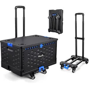 2 in 1 Rolling Cart with Durable Removable Crate, 290 LBS/70L Capacity Collapsible Rolling Crate with Lid for School, Craft, Office & Garden,  4 Rotate Wheels