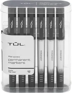 TUL PM Series Permanent Markers 12 Pack Black Fine Point Office Supplies for Precision Writing & Clarity
