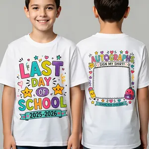 2 Sided Printing Last Day of School Autograph T-shirt Kids Sign My T-shirt