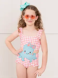 Octopus Gingham Ruffle One-Piece Swimsuit