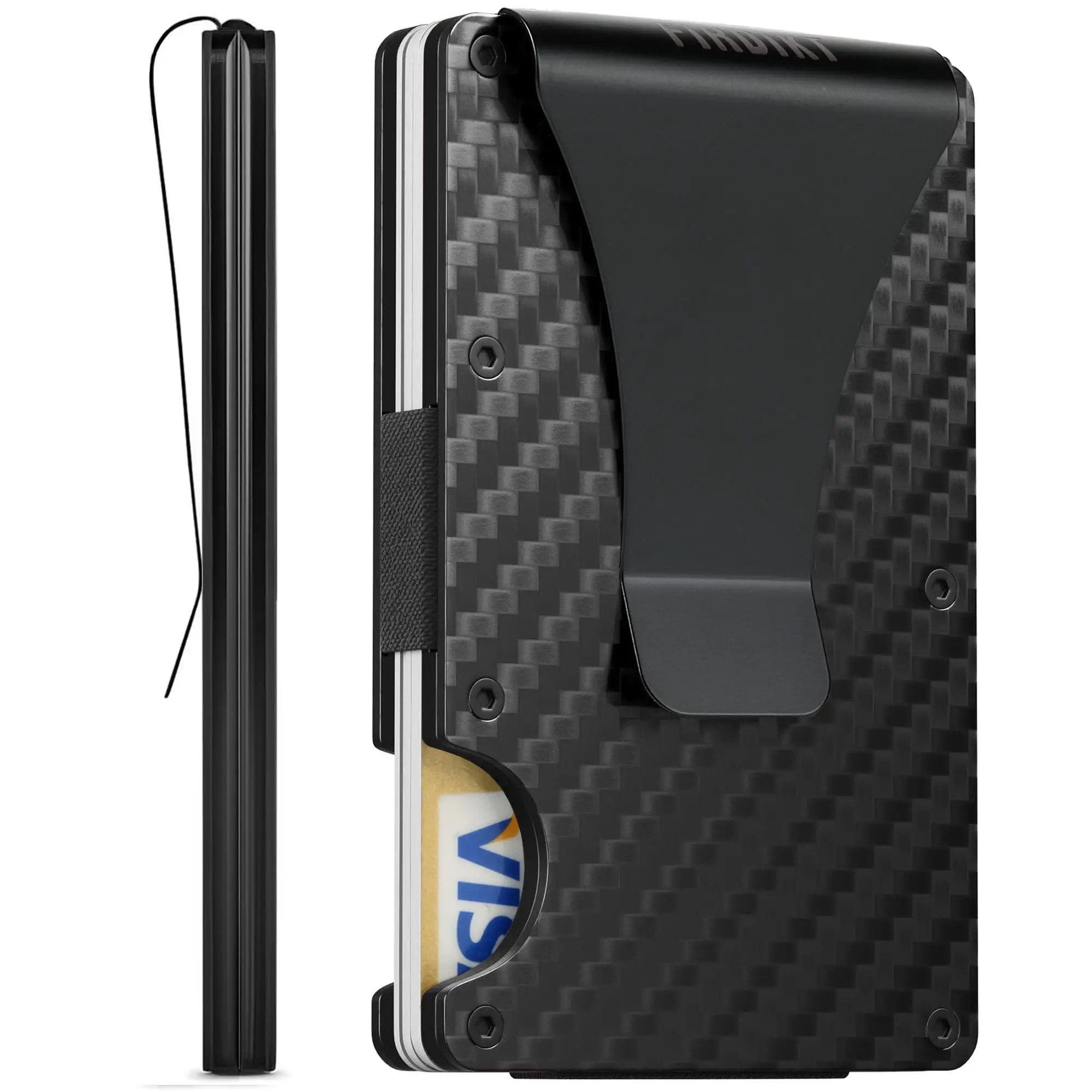 Carbon Fiber Wallet, Metal Money Clip Wallet, Minimalist Wallet for Men, Slim Aluminum Holder Pocket Cash Credit Card Holder compact wallet